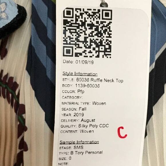 Tory Burch **Runway Sample** Convertible Ruffle Detail Blouse in MULTI - Picture 3 of 9